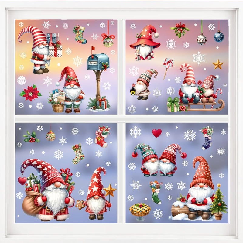 yinming Christmas Window Clings, Gnome Window Stickers,Window Decals Snowflake, Gnome Christmas Truck, Home Decorations,Thanksgiving Xmas Gifts,Kitchen, Living Room, Bedroom Window Stickers - Image 2